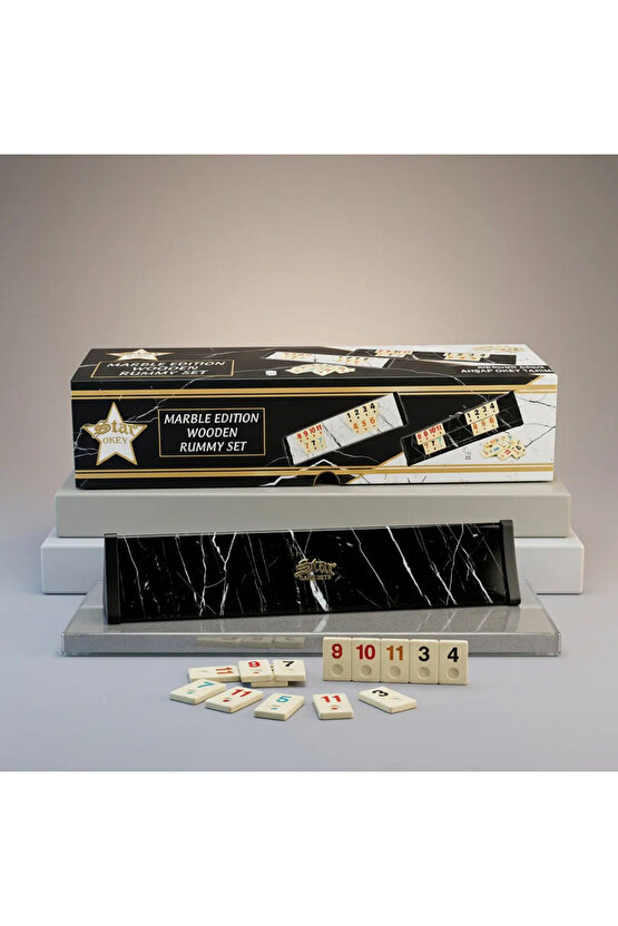STAR MARBLE EDITION MERMER DESEN AHŞAP ISTAKA AĞAÇ OKEY TAKIMI