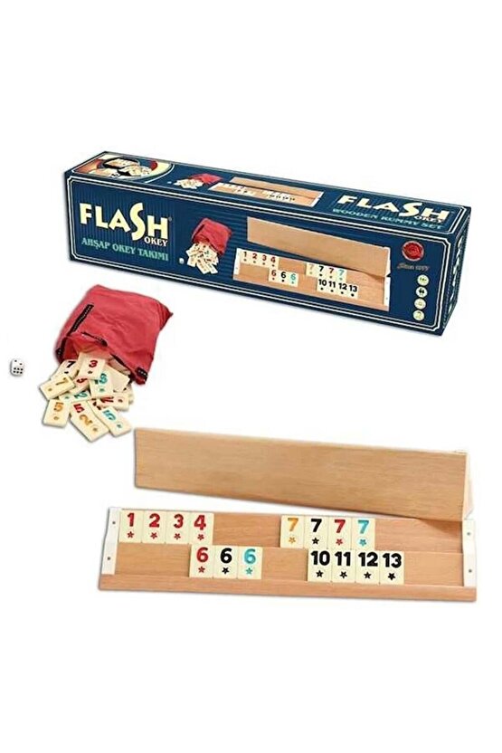 STAR FLASH AHŞAP OKEY + İSKAMBİL + OKEY MASA ÖRTÜSÜ SET