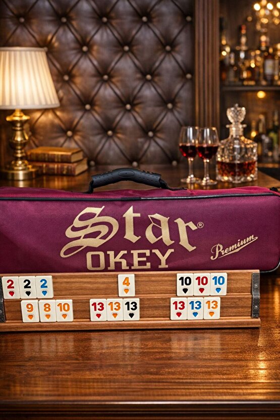 STAR PREMIUM AHŞAP OKEY TAKIMI - ÇANTALI - açık renk