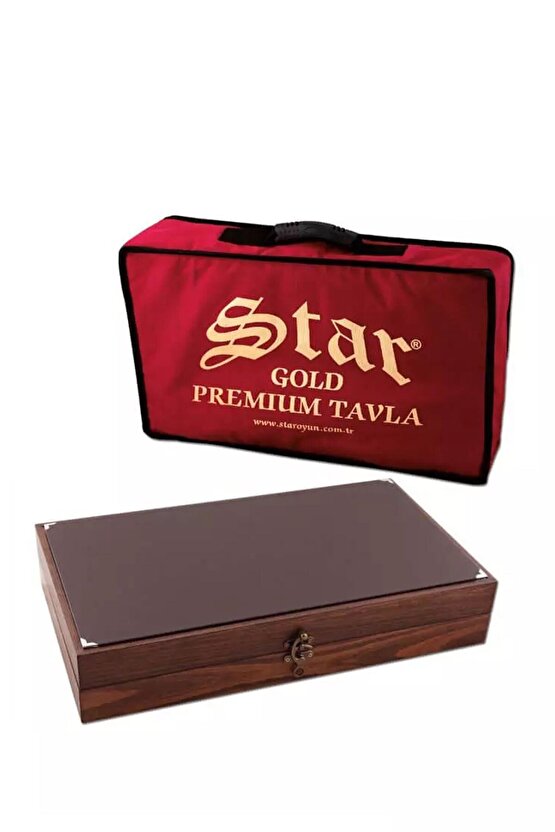 Hediyeli Premium Masif Ahşap Kasalı Gold Tavla