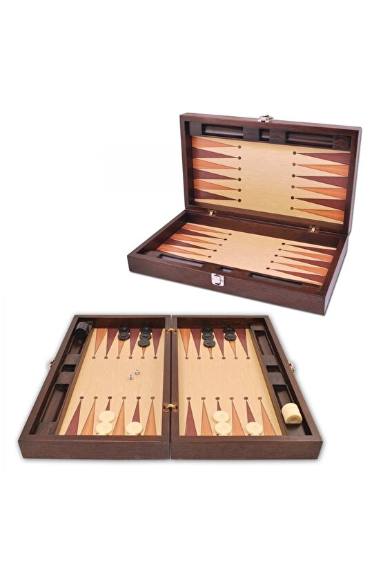Hediyeli Premium Masif Ahşap Kasalı Gold Tavla
