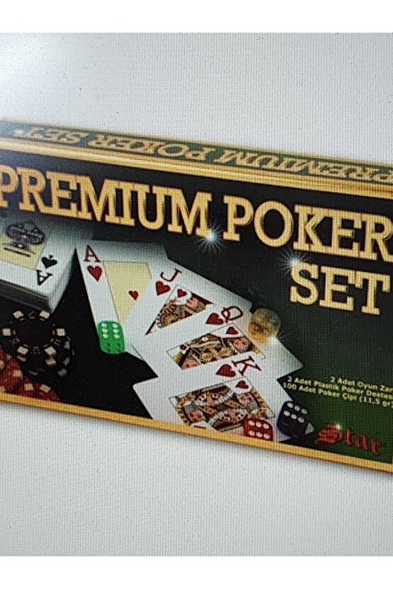 Premium Poker Seti(100 Adet Poker Çipi, 2 Adet Plastik Poker Destesi, 2 Adet Oyun Zarı)