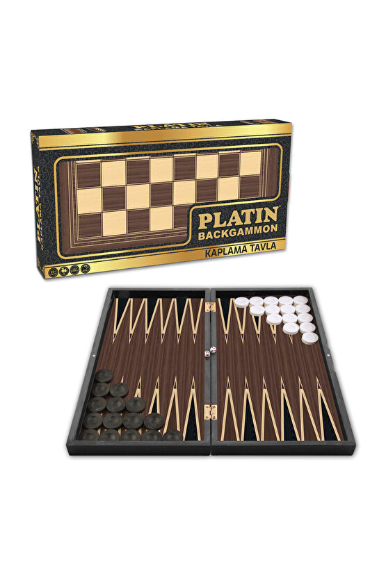 Ceviz Kaplama Tavla Dama Seti Platin