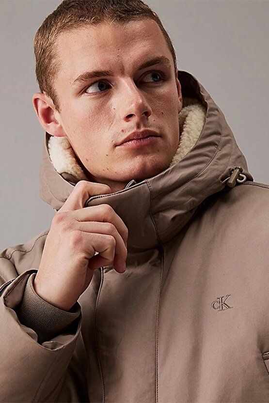 WARM COTTON NYLON LONG PARKA Erkek GRİ Mont J30J326082-PAV