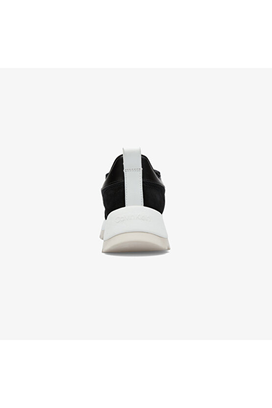 Kadın Rahat Yüksek Taban Süet Detaylı Siyah Sneaker