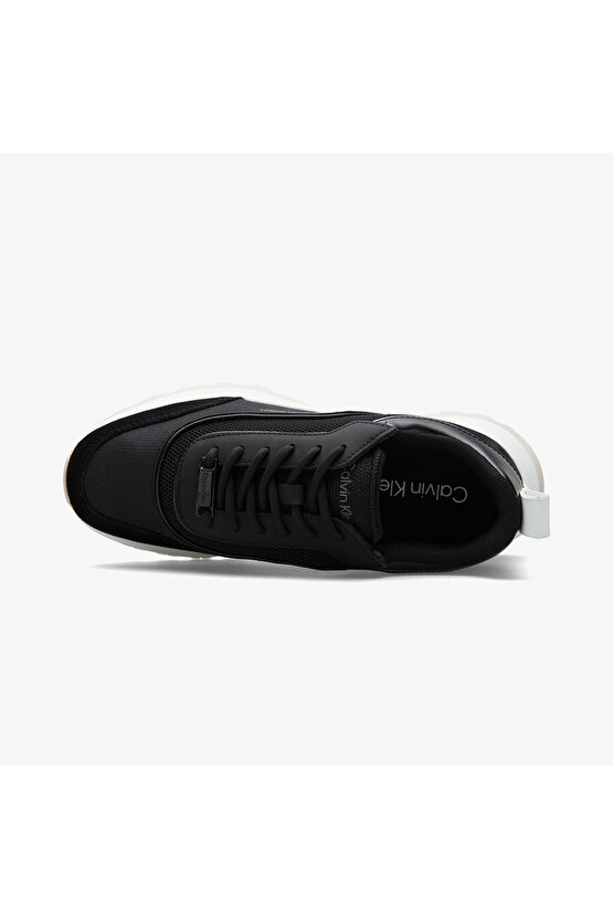 Kadın Rahat Yüksek Taban Süet Detaylı Siyah Sneaker