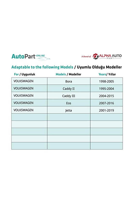 Volkswagen Bora,Caddy II,Caddy III,Eos,Jetta için Bagaj Döşeme Paneli Klips-100 Adet
