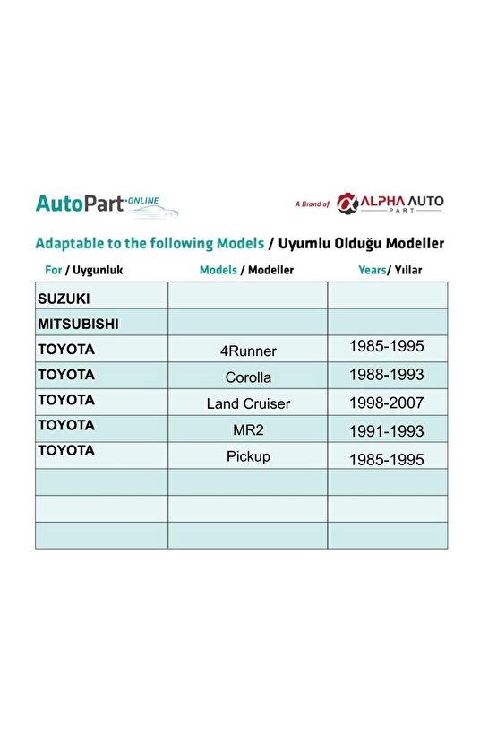 Lexus Toyota Mazda Suziki Mitsubishi için Döşeme Klips - 10 Adet