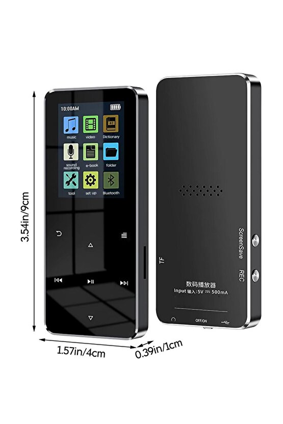 Bluetooth Lu Mp3-mp4 Çalar Fm Radyolu Şarjlı Mp4 Player Dahili Hoparlör 8gb Hafızalı Müzik Çalar