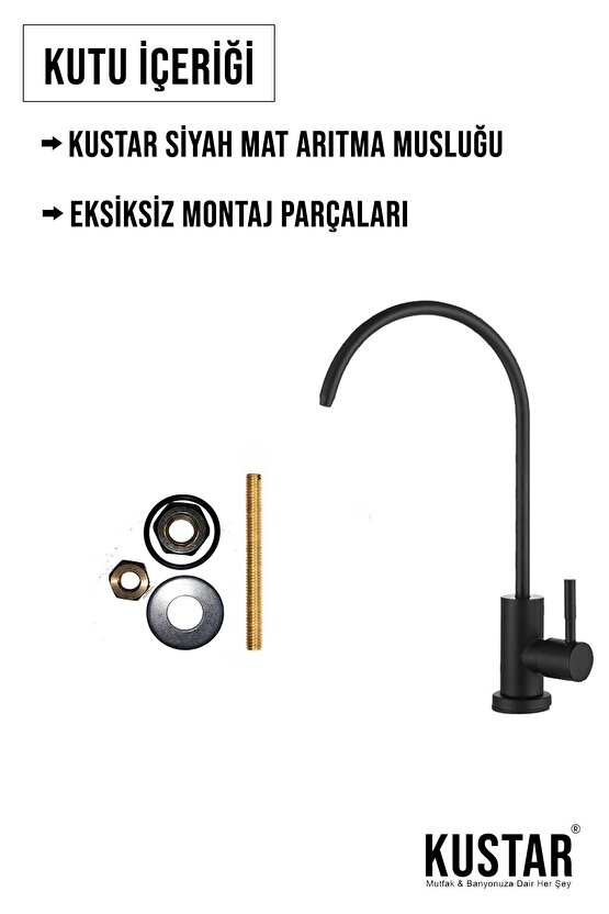 Siyah Mat Arıtma Musluğu Fırın Boyalı Estetik