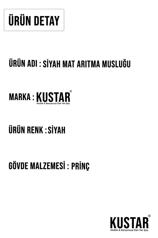 Siyah Mat Arıtma Musluğu Fırın Boyalı Estetik