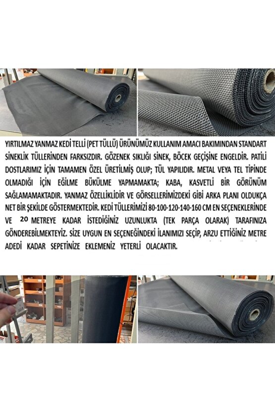 Yırtılmaz Sineklik Kedi Teli (Pet Tül) 120X100