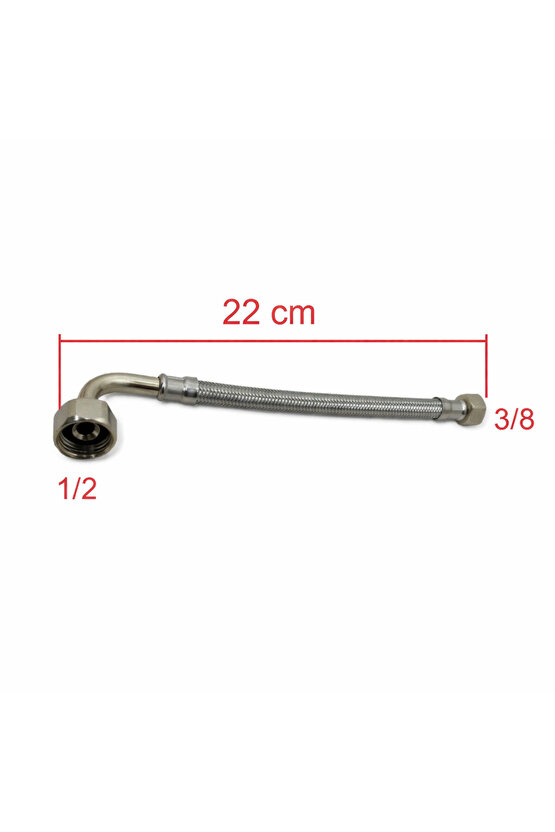 Sanica Gömme Rezervuar Uyumlu 12 x 38 Dirsekli Fleks Hortum 22 cm
