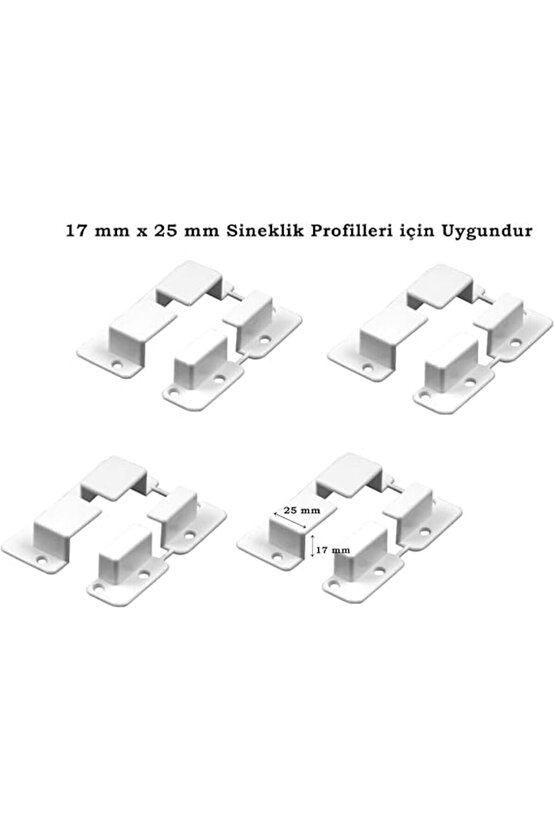 Bağlama Papucu Sineklik Sabitleme 17 mm x 25 mm Sineklik Profilleri İçin 4 Adet