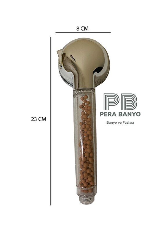 Boncuklu Duş Başlığı + L Mafsal + Pvc Duş Hortumu Duş Takımı