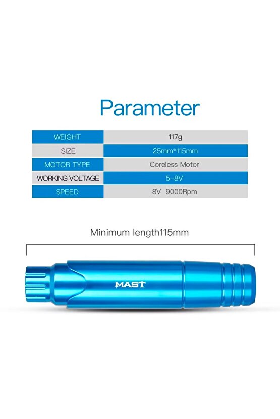 1 Set MAST P10 Kalıcı Makyaj Power Supply Cihaz (LIGHT BLUE) Resimde ki Ürünler Gönderilir