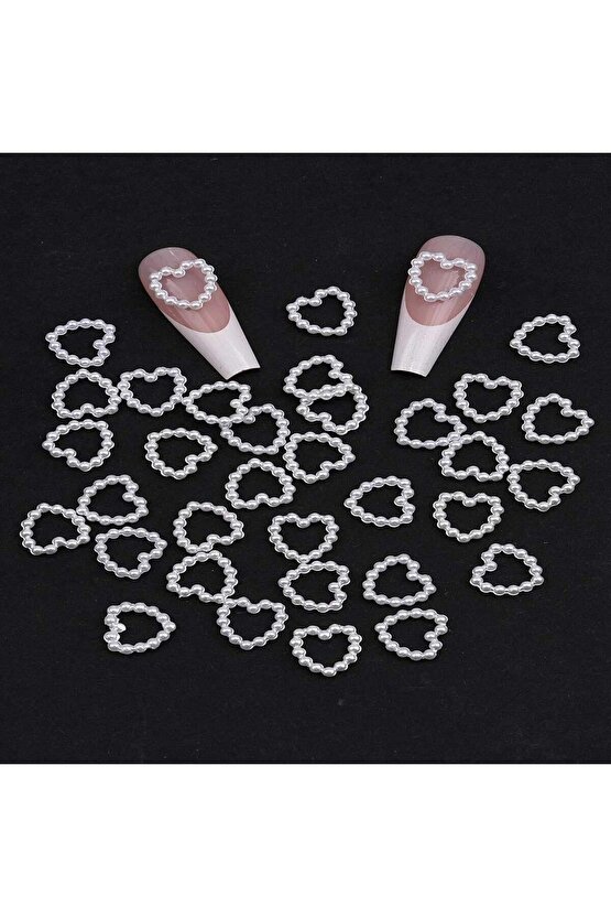 İnci Kalp Charm 10 Adet