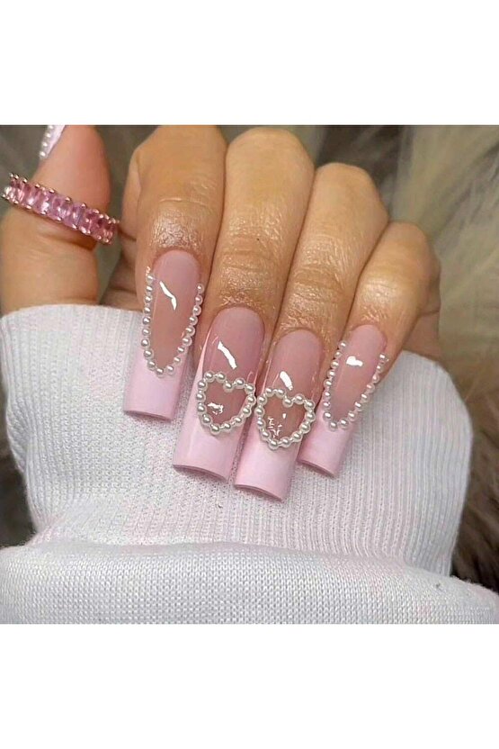 İnci Kalp Charm 10 Adet