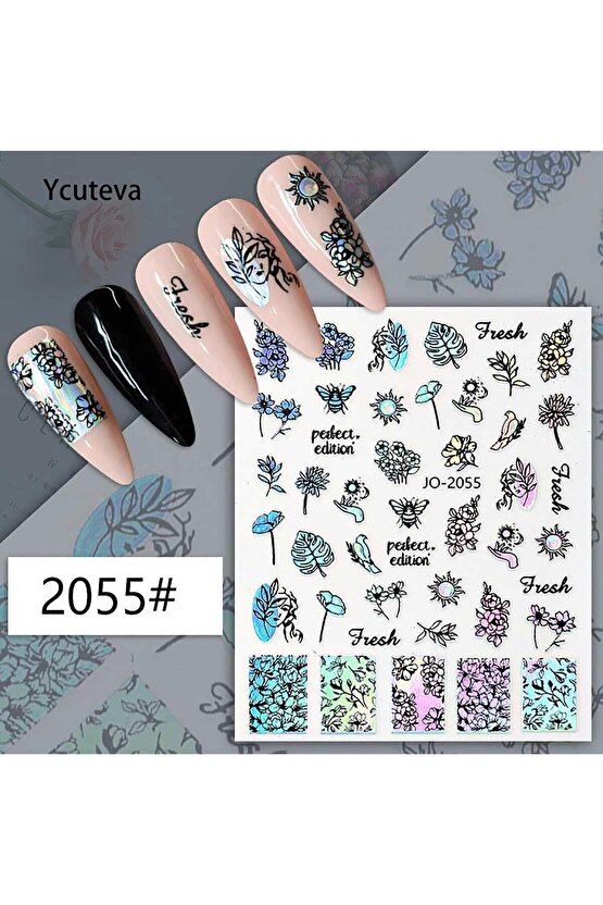Hologram Yaprak Çiçek Güvercin Arı Sticker J0-2055