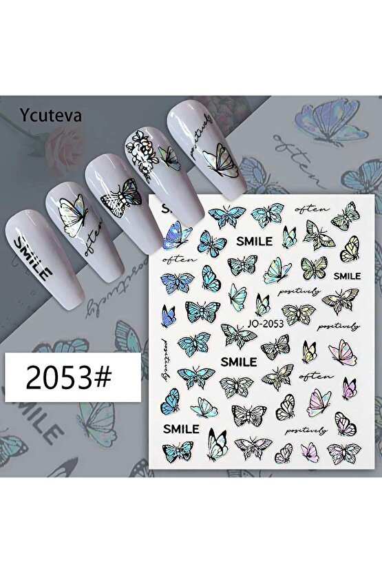 Hologram Kelebek Yazı Sticker J0-2053