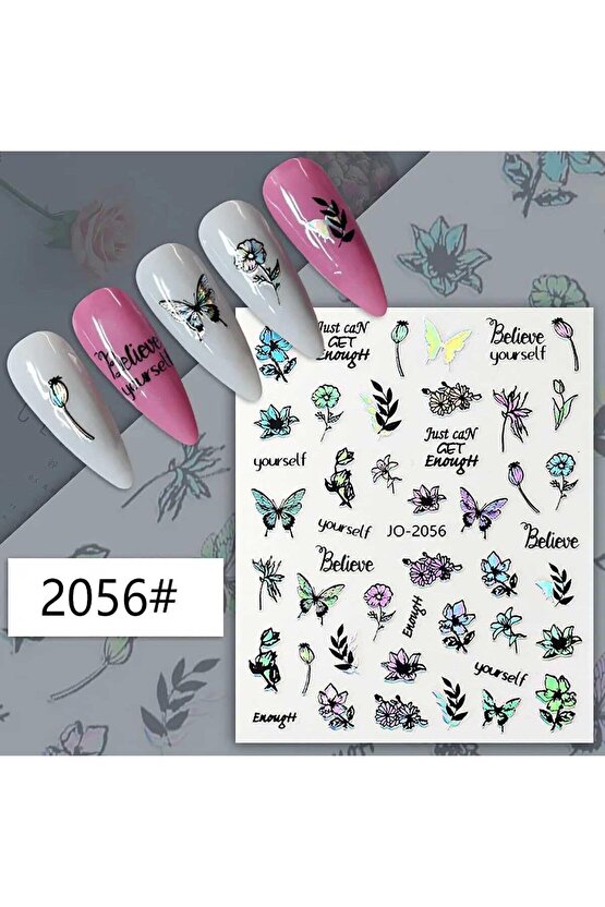 Hologram Yaprak Çiçek Haşhaş Sticker J0-2056