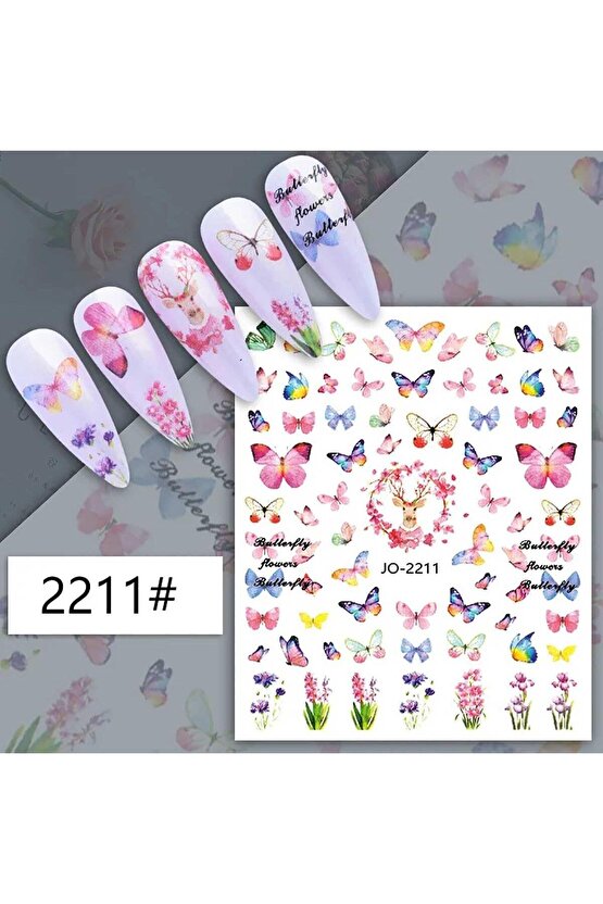 Kelebek Geyik Çiçek Sticker J0-2211