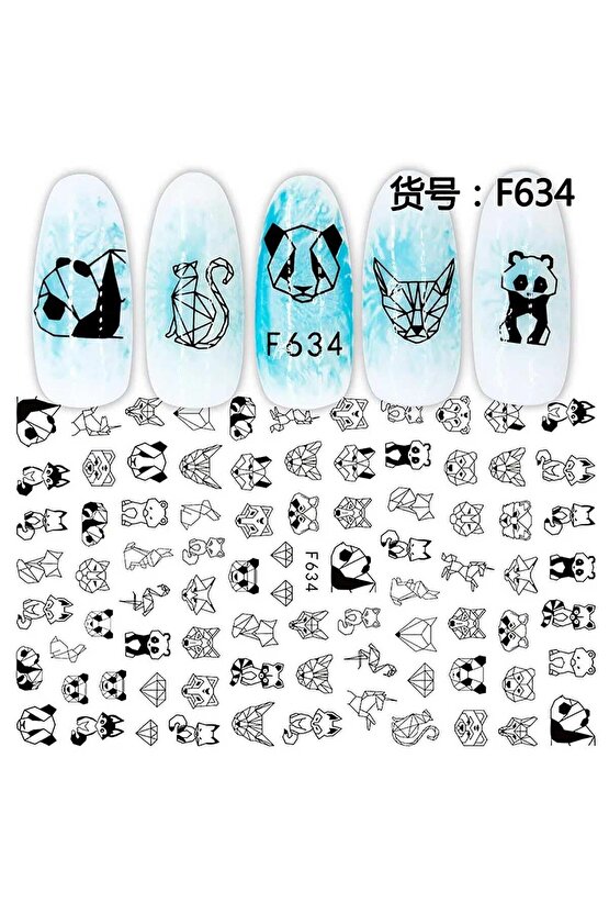 Polygon Çizimli Hayvanlar Panda Tilki tavşan Sticker F634