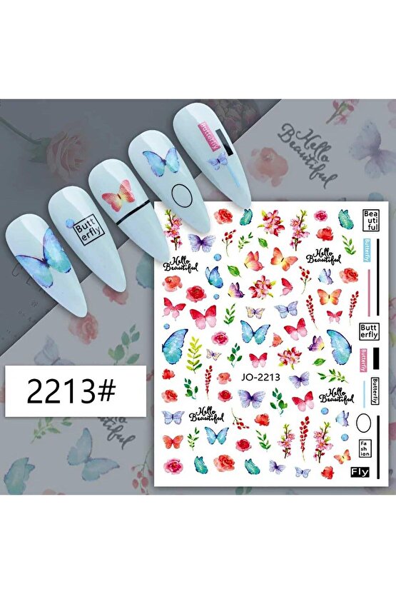 Renkli Kelebek Çiçek Sticker J0-2213