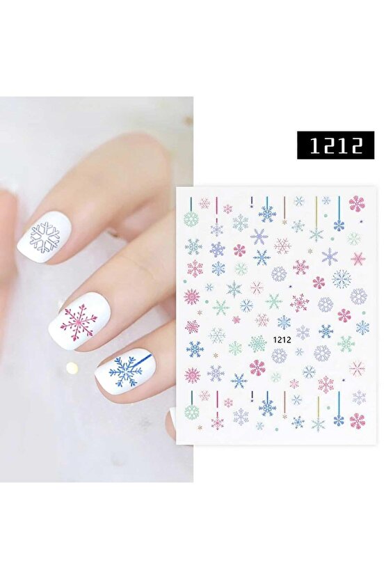 Buz Kristalleri Kar Taneleri ve Çizgili Sticker J0-1212