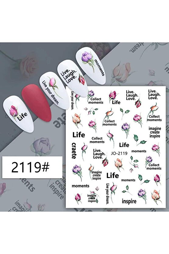 Gül ve Yazılı Sticker J0-2119