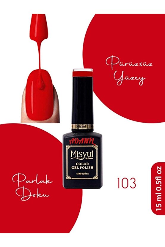 15 ml Misyul Profesyonel Kırmızı Kalıcı Oje Mis-103