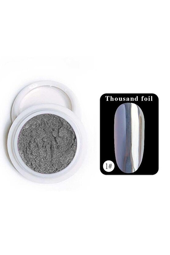 Tırnak Glitter Ayna Tozu Krom Glitter Manikür Tırnak Tozu Gümüş Renk Aplikatörlü