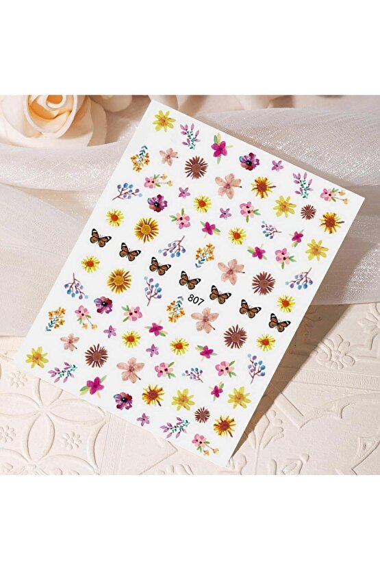 Çiçek Bitki Kelebek Sticker J0-807
