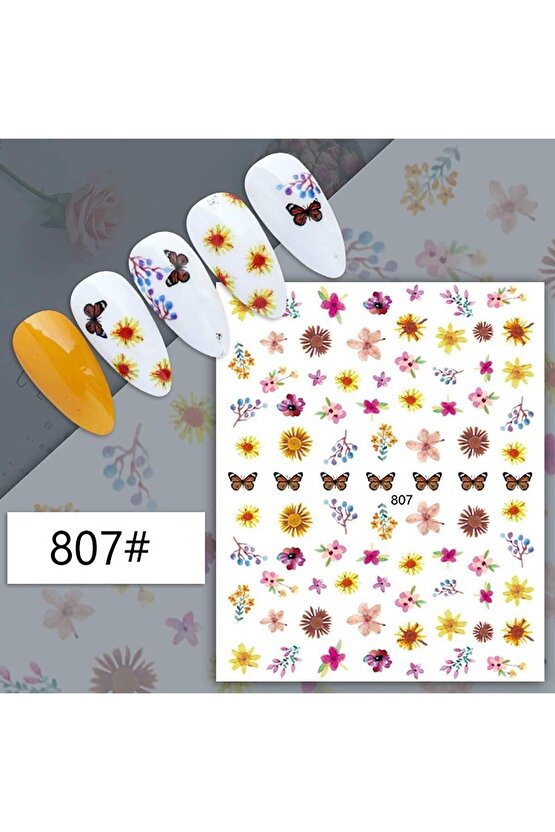 Çiçek Bitki Kelebek Sticker J0-807