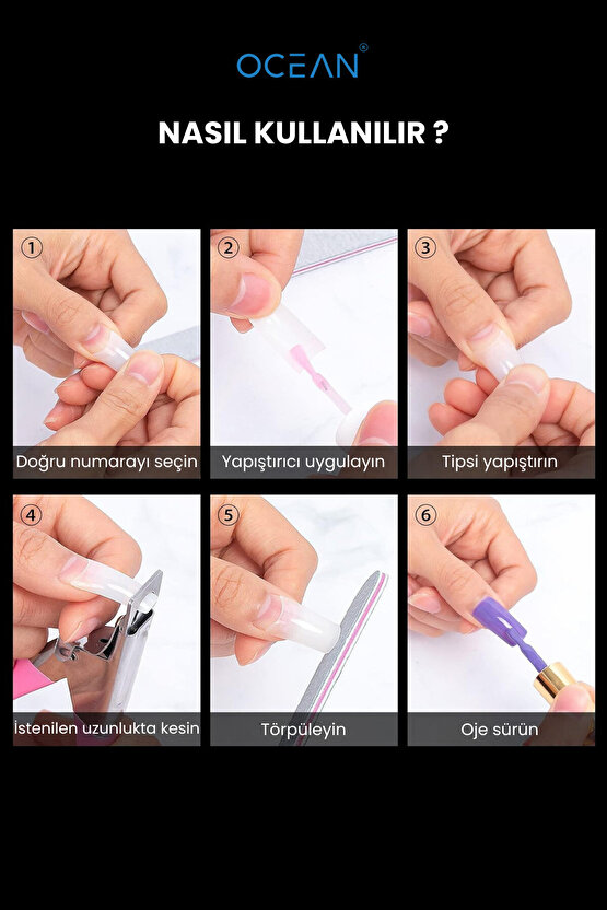 Yarım Ay Tips Tırnak 500lü Şeffaf Tips Protez Tırnak