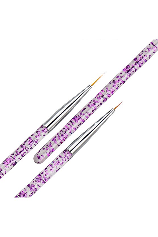 Nail Art Süsleme Fırça Seti Simli 3lü
