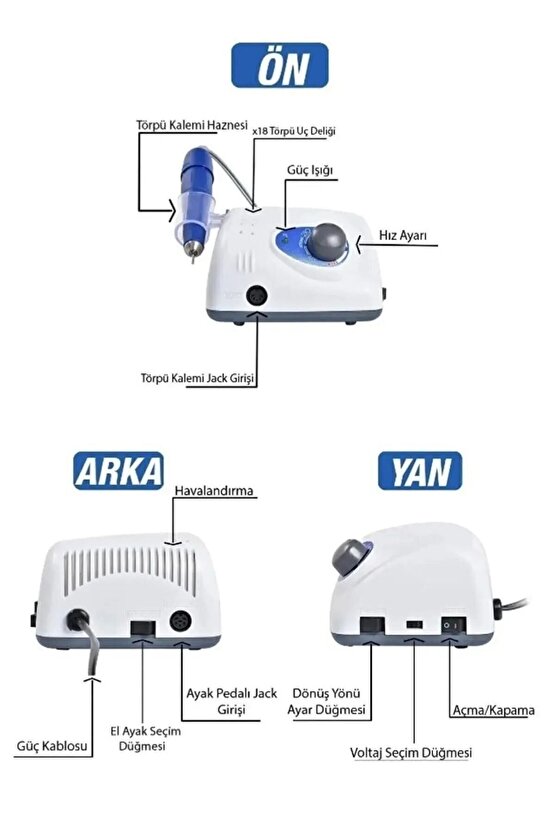 Strong Elektrikli Freze Törpü Makinesi 65 W Ve 6lı Seramik Ve Rus Freze Seti Strong-210-freze