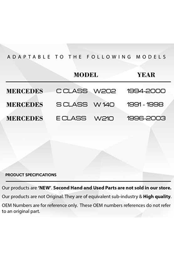 Mercedes W202, W140, W210 Için Yan Dikiz Ayna Kauçuk Contası