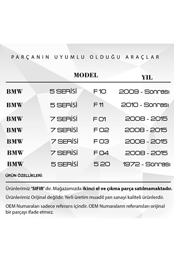Uyumlu Bmw 7 Serisi F10, 5 Serisi 520 Için Klima Düğmesi Tuşu 2 Adet (sağ-sol)