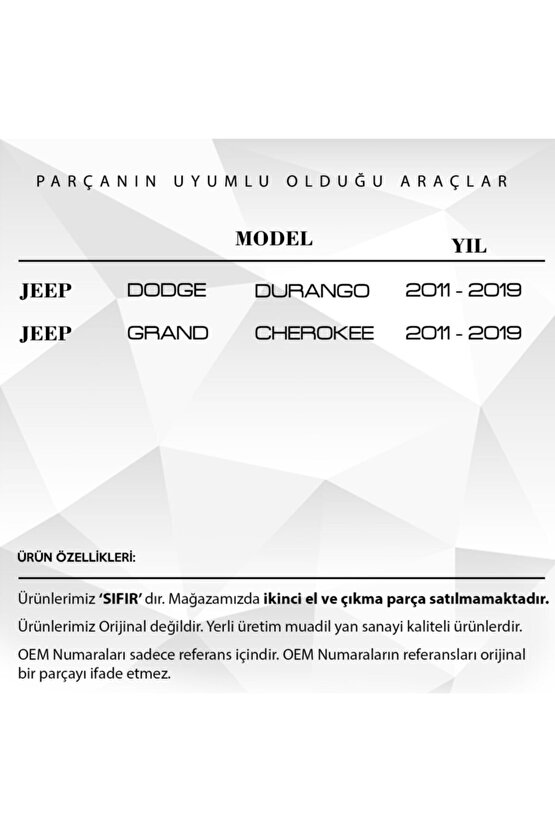 Jeep Grand Cherokee, Dodge Durango Için Klima Dişlisi (2 ADET)
