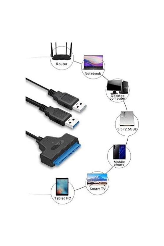 Usb 3.0 to 2.5-3.5 inç Sata Çevirici + 12 volt Adaptör