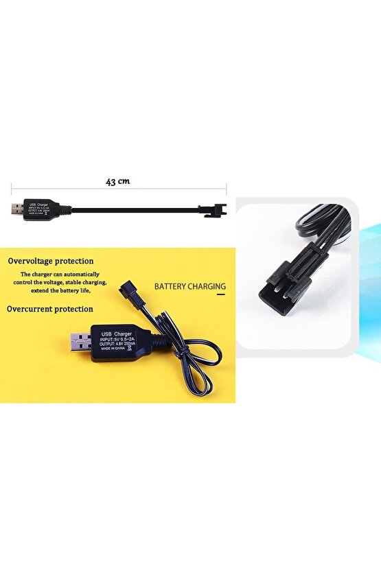 4.8 V Oyuncak Araba Batarya Şarj Cihazı USB