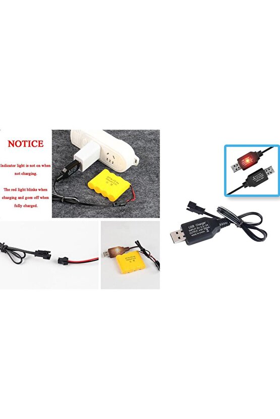 4.8 V Oyuncak Araba Batarya Şarj Cihazı USB