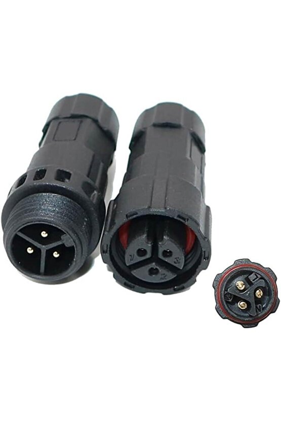 Su Geçirmez 3 Pin Konnektör IP67 Dişi-Erkek Takım 16 mm