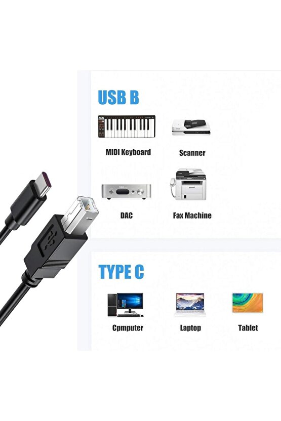Midi Klavye Usb Type-c Kablosu 1.5 metre