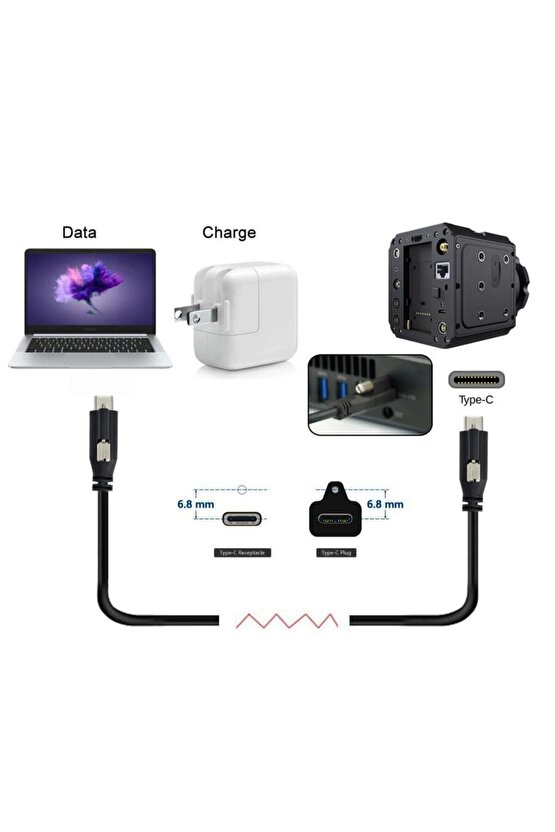 USB 3.1 Type-C to USB Type-C Kilitli Veri Güç Kablosu 3 metre