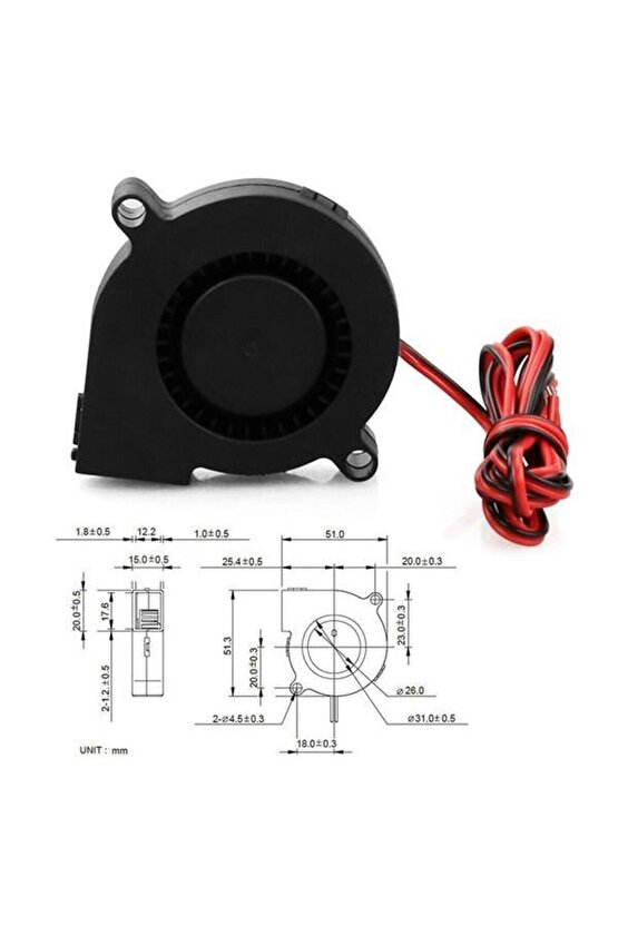 3D Yazıcı İçin Salyangoz Fan 24v 50*50*15mm