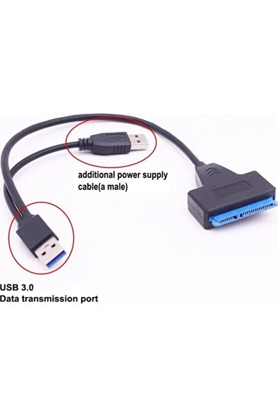 USB 3.0 To Sata 2.5 3.5 HDD KABLO12V Power Adaptörlü