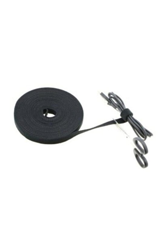 Kablo Düzenleyici Cırt Cırtlı Bant, 90 cm, 10mm x 2.6mm, siyah renk