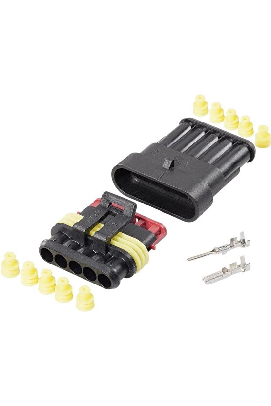 5 Pin Süperseal Su Geçirmez Araç Konnektörü Dişi-Erkek 15 mm